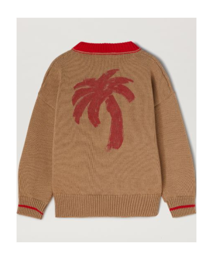 Palm Angels Camouflage-print Virgin Wool Jumper In Brown