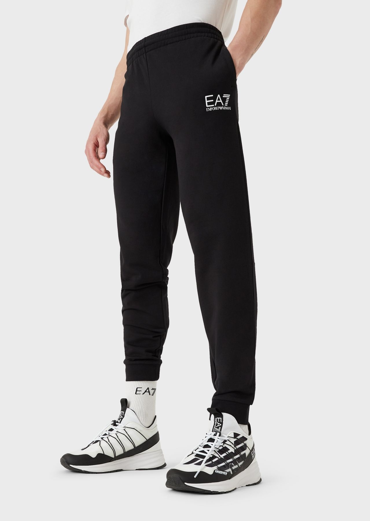 Ea7 Logo Sweatpants In Black