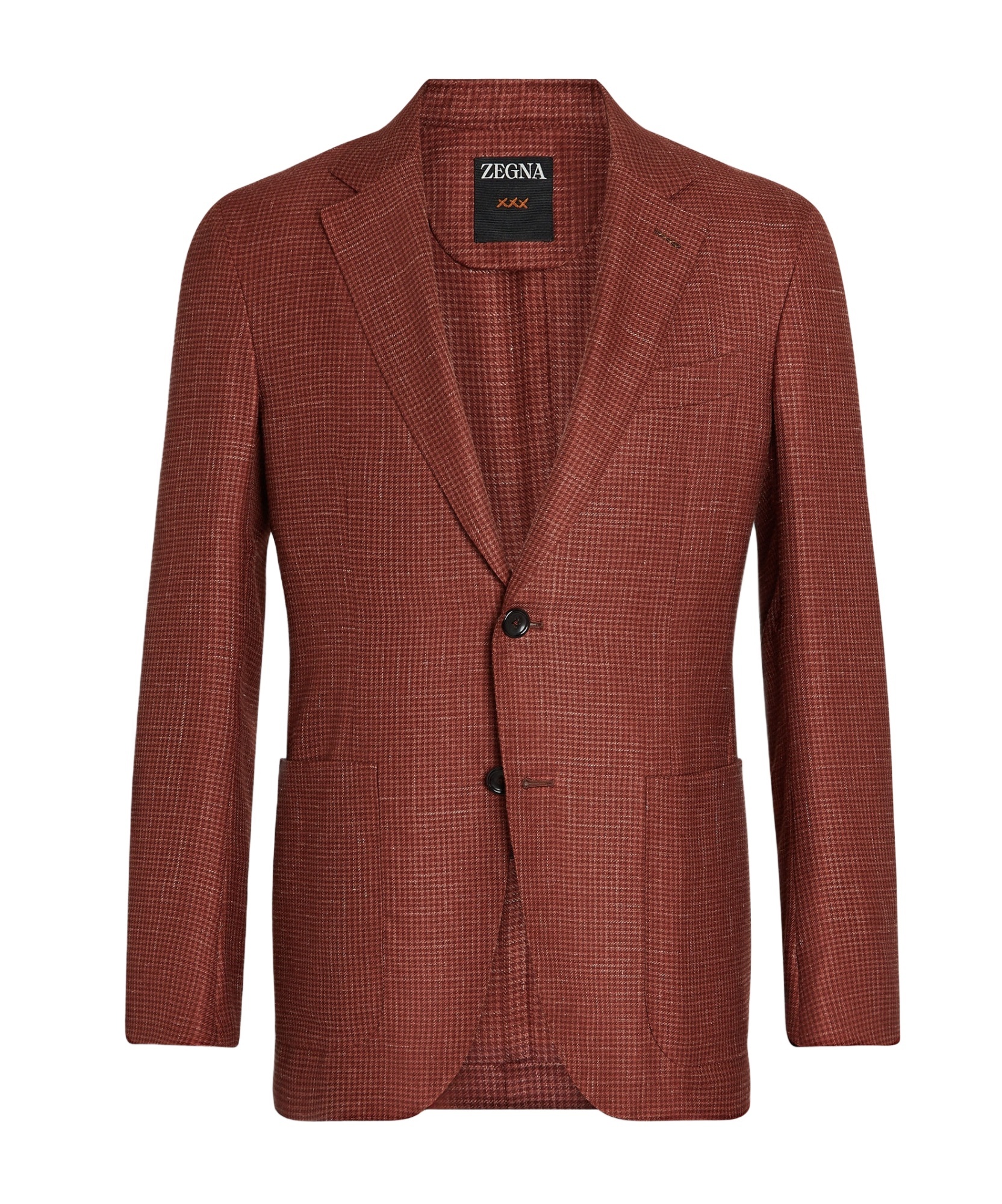Zegna Checked Single-breasted Jacket In Brown