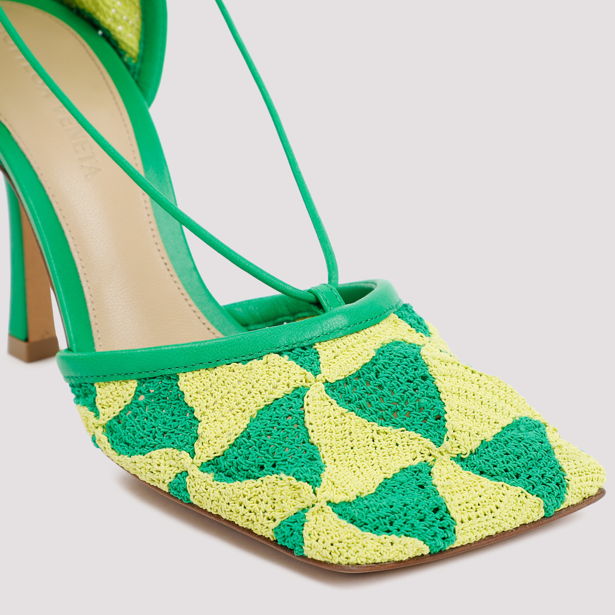 Bottega Veneta Phantom Crochet Stretch Lace-up Sandals In Green