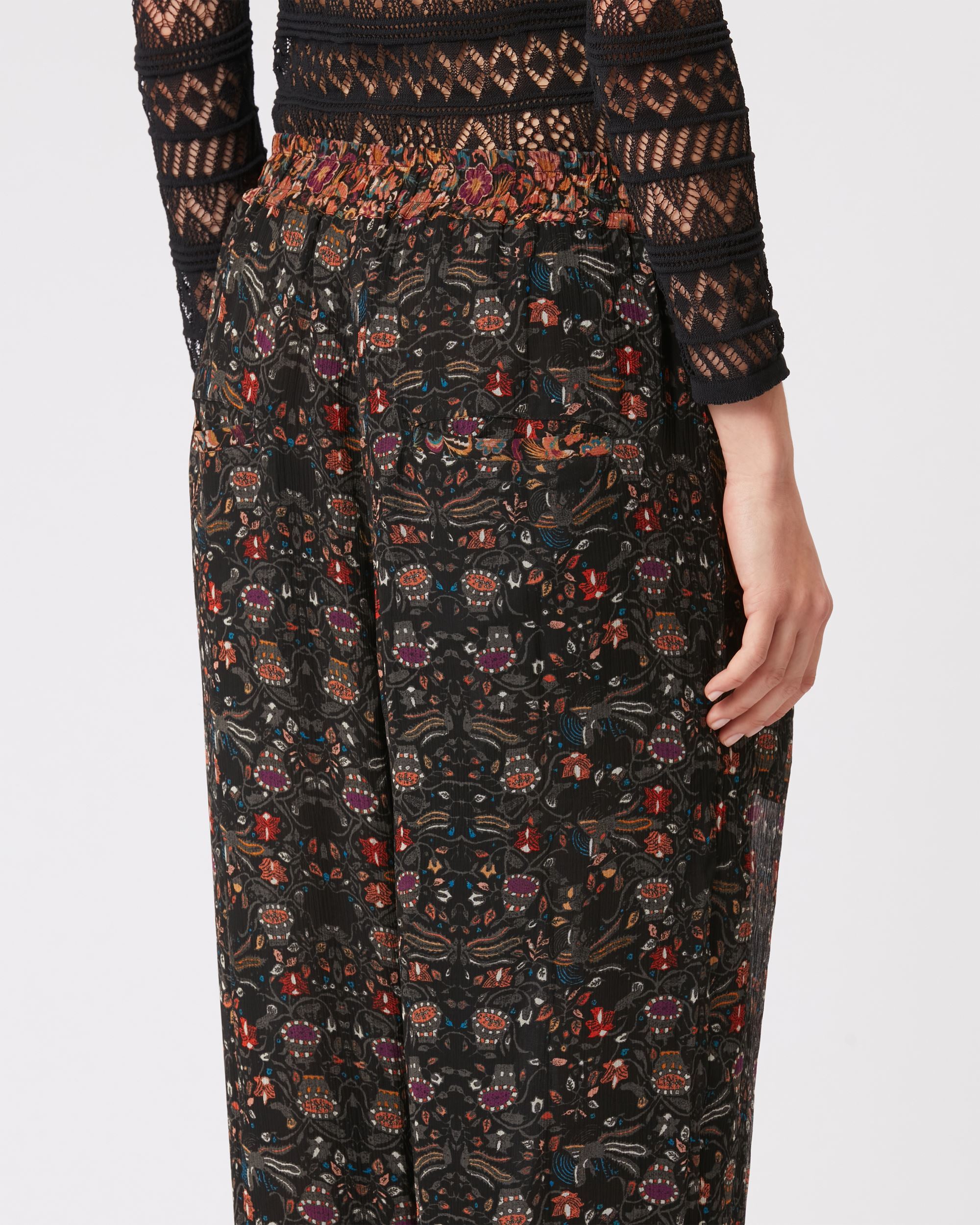Isabel Marant Ozio Floral-print Silk Trousers In Black