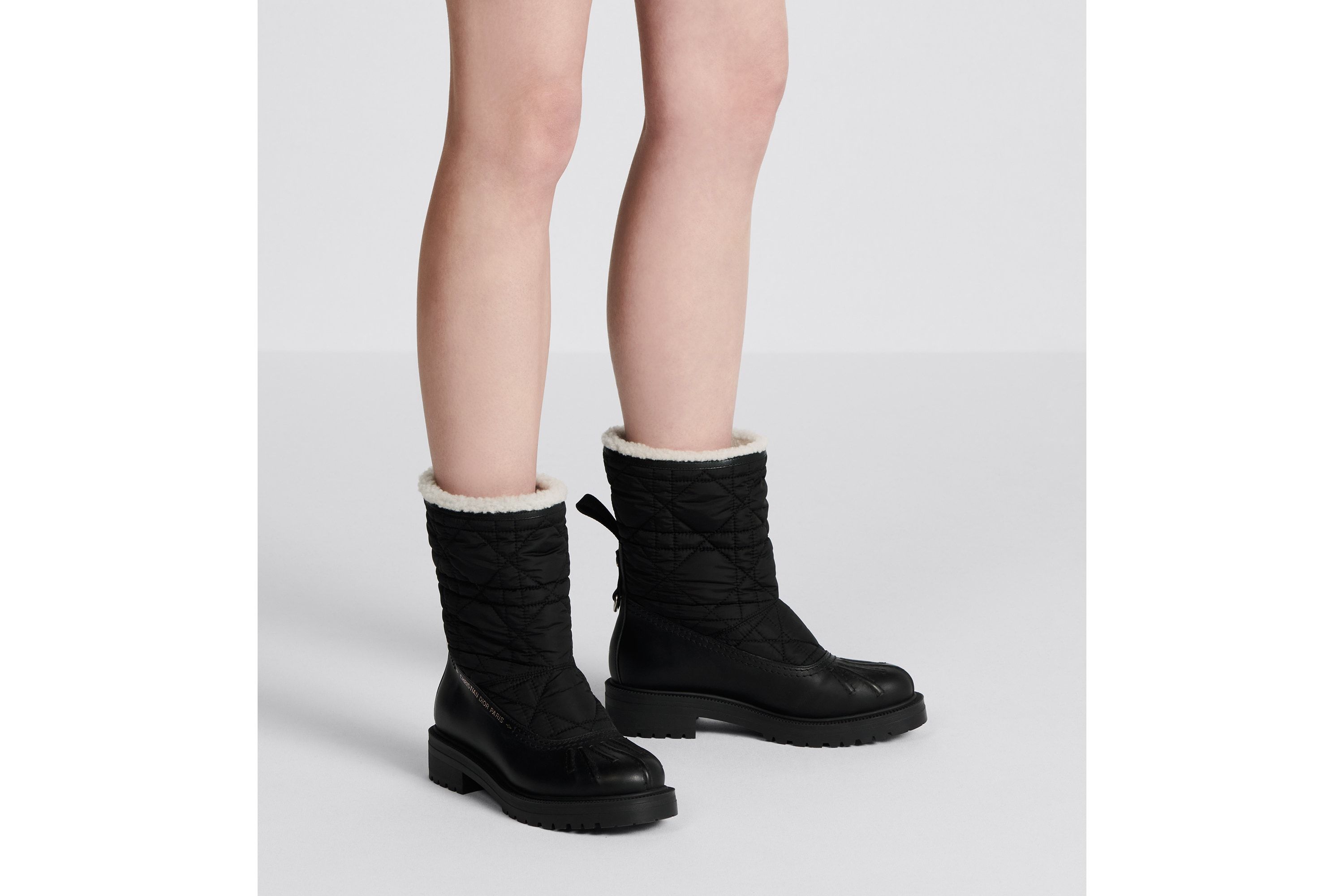 Dior Rattan Check Quilted Short Boots In Black