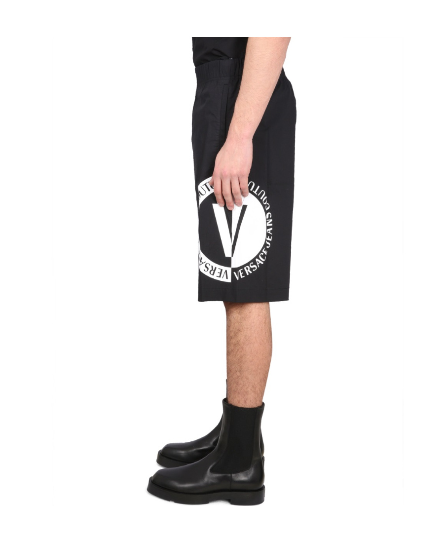 Versace Jeans Logo-print Shorts In Black
