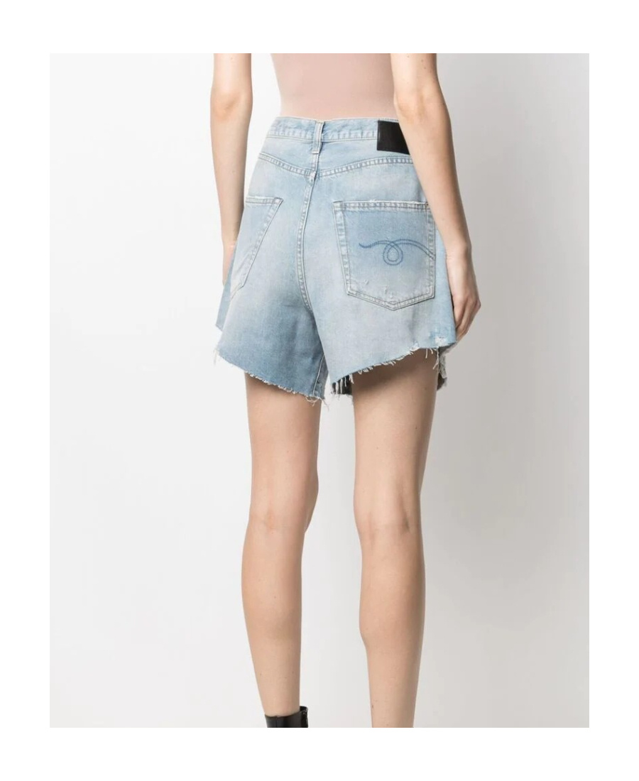 R13 Raw-cut Cotton Denim Shorts In Multicolor