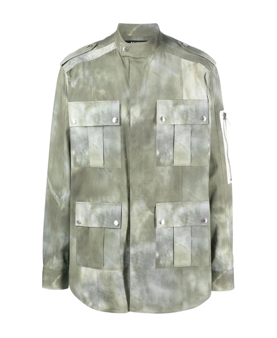 Balmain Faded-effect Military Jacket In Gray