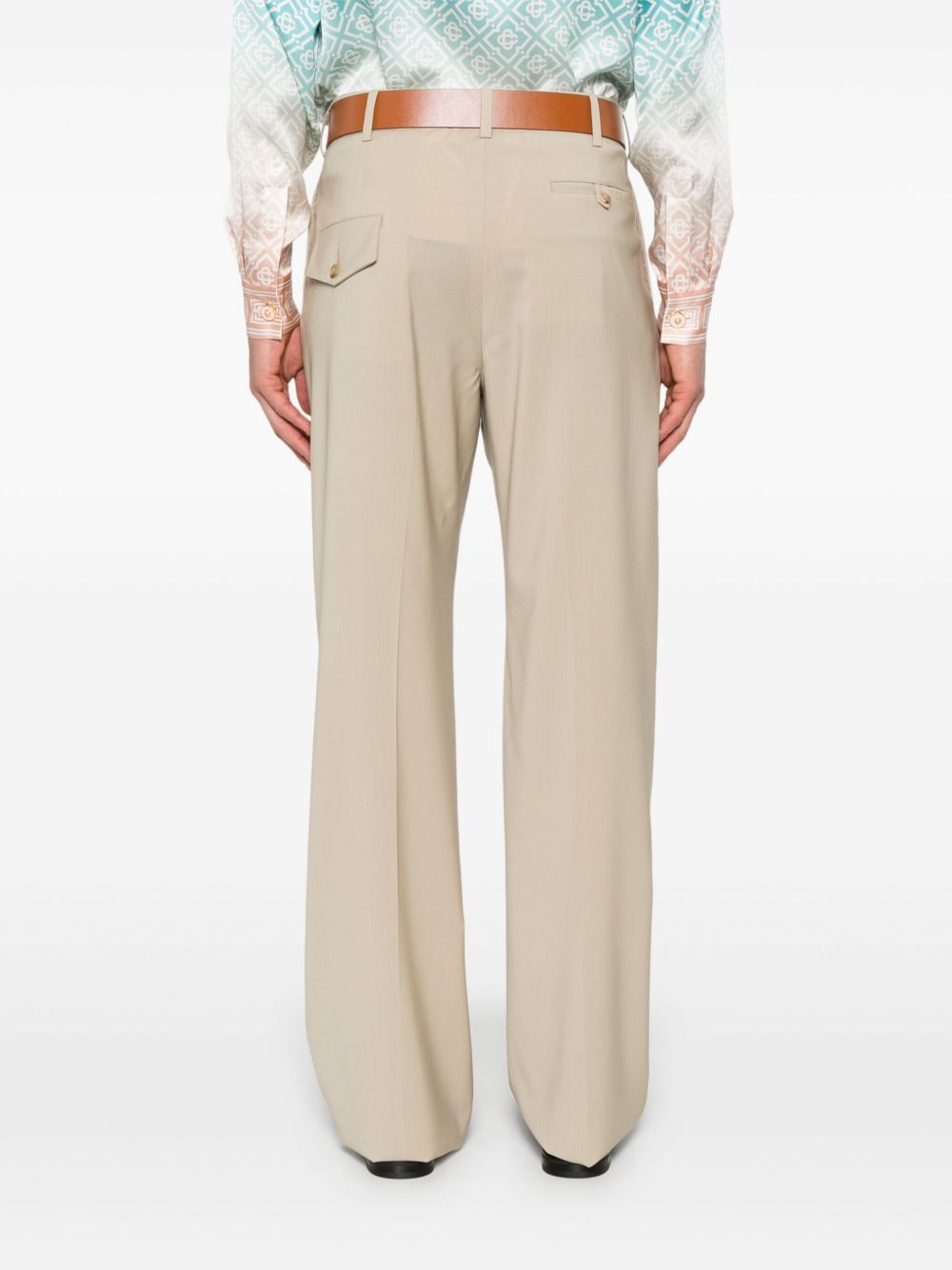 Moschino Straight Pleated Front Trousers With Button Detail