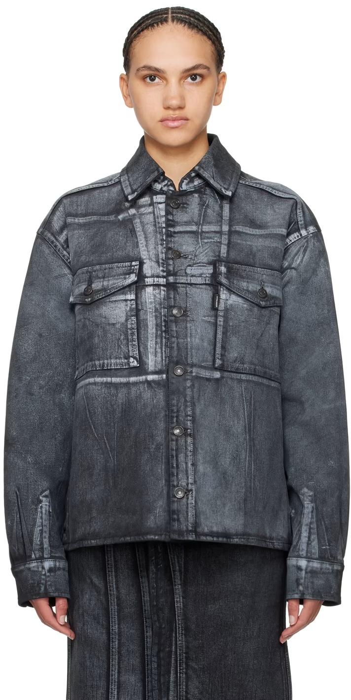 Ottolinger Printed Denim Jacket In Black