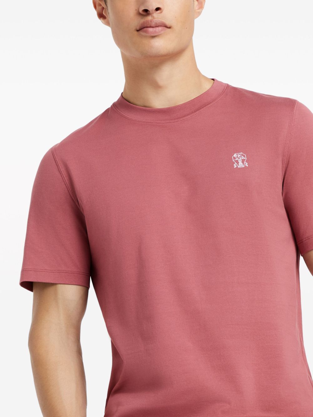 Brunello Cucinelli Logo-print Cotton T-shirt In Pink