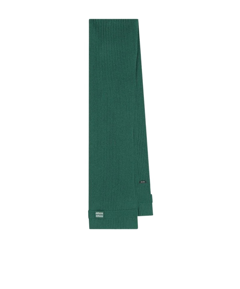 Miu Miu Logo Scarf In Green