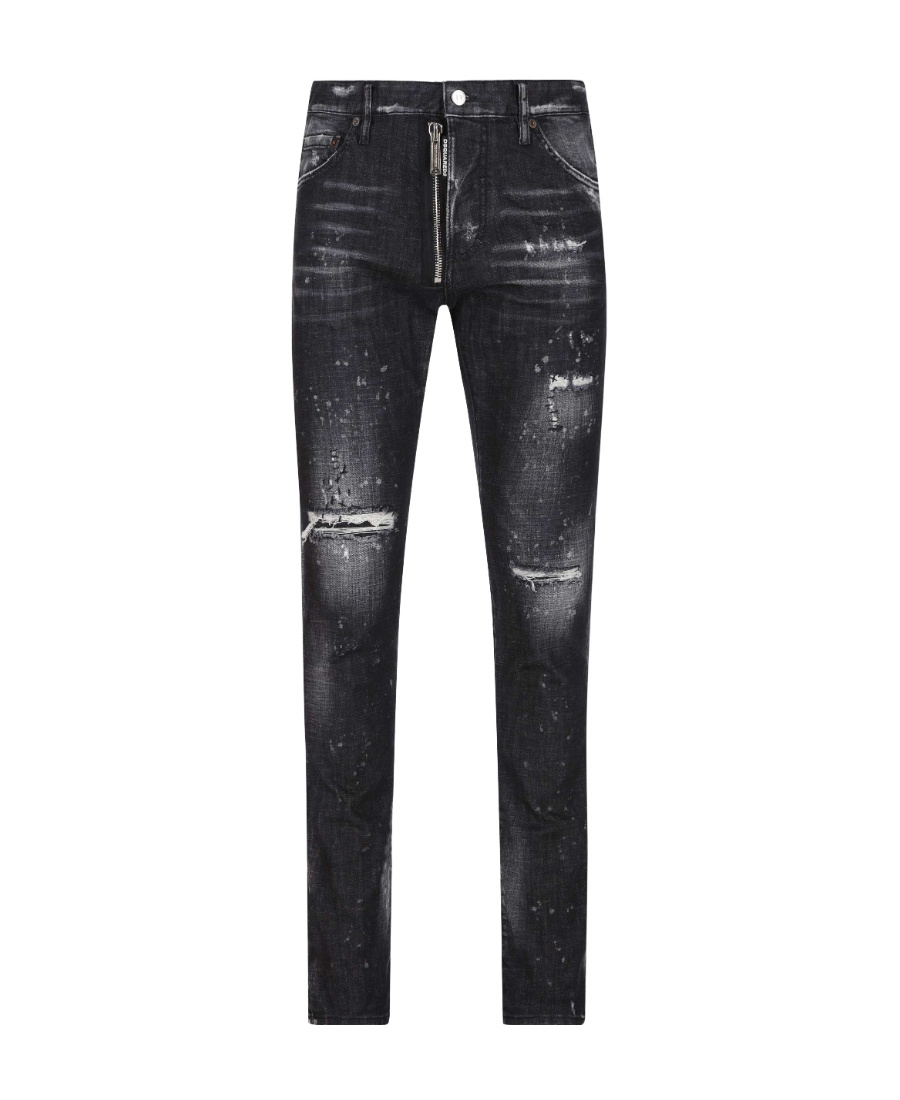 Dsquared2 Distressed Drawstring Skinny Jeans In Gray