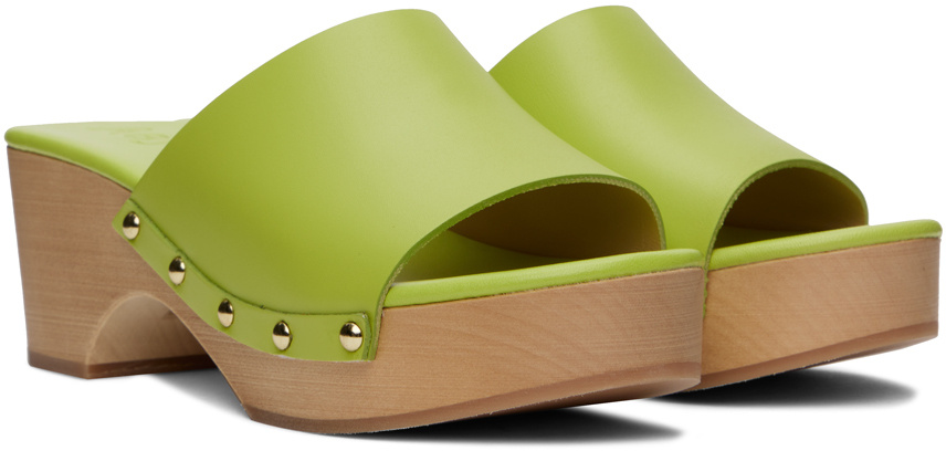 Aeyde Bobbie Rivet Detail Sandals In Green