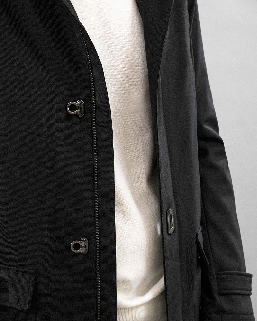 Ferragamo Zipper Cotton Suit In Black