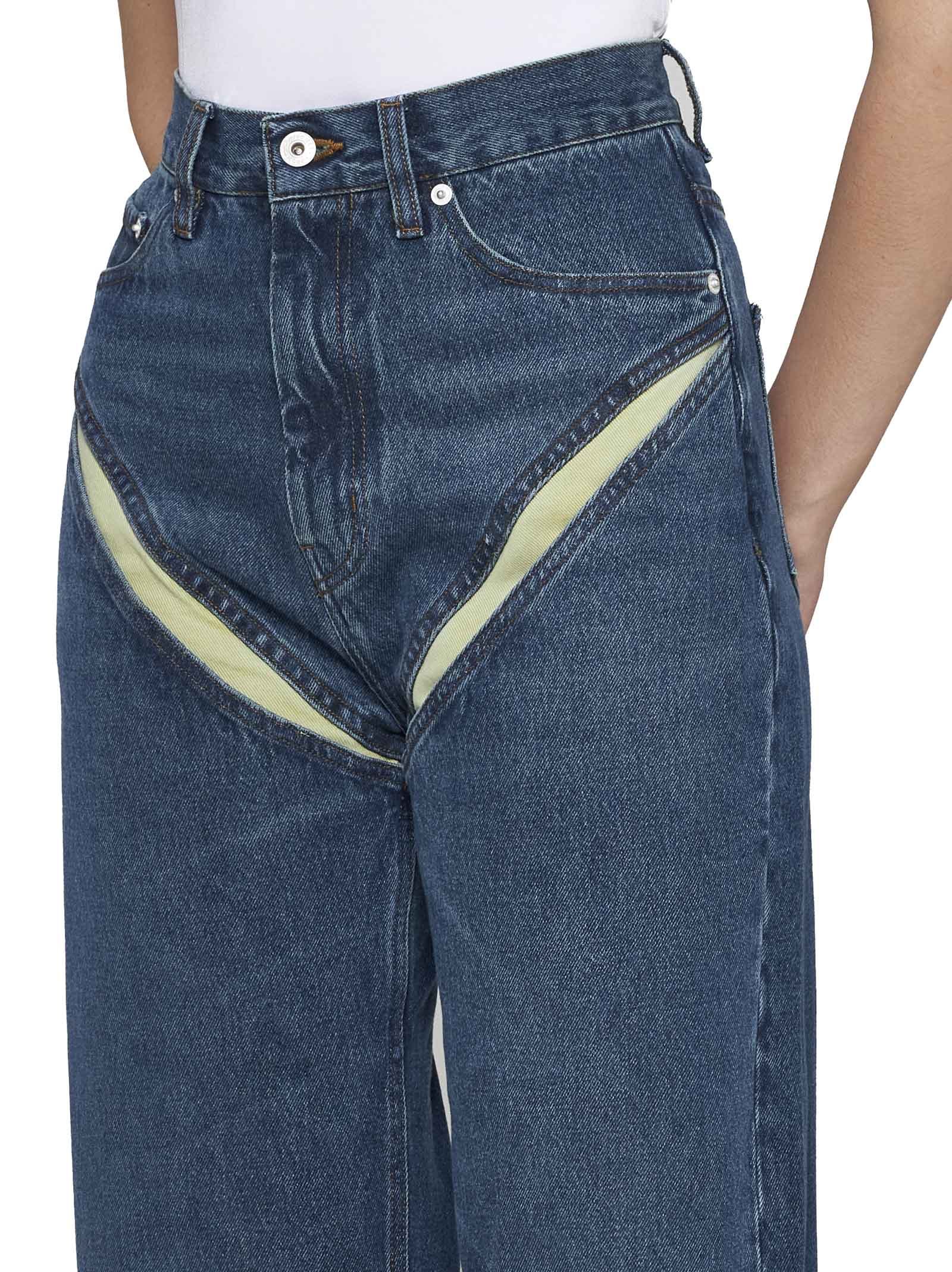 Y/project Cut-out Detail Jeans In Blue