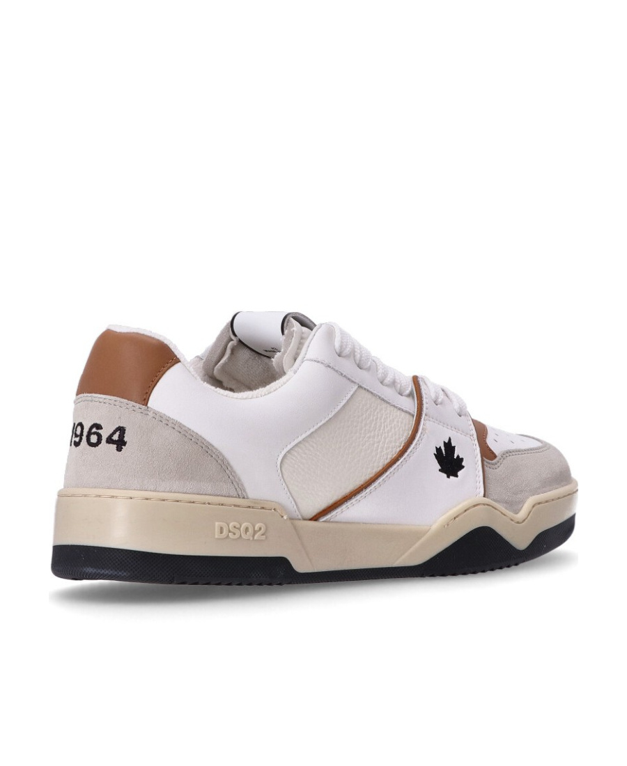 Dsquared2 Spiker Leaf-embroidered Leather Sneakers In White