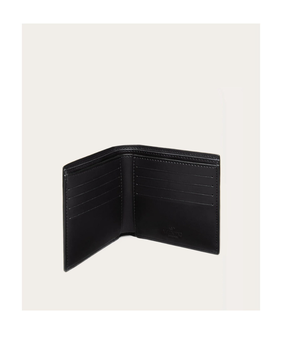 Valentino Vltn Logo Leather Bi-fold Wallet In Black