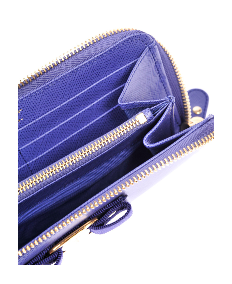 Ferragamo Bow Details Logo Wallet In Blue
