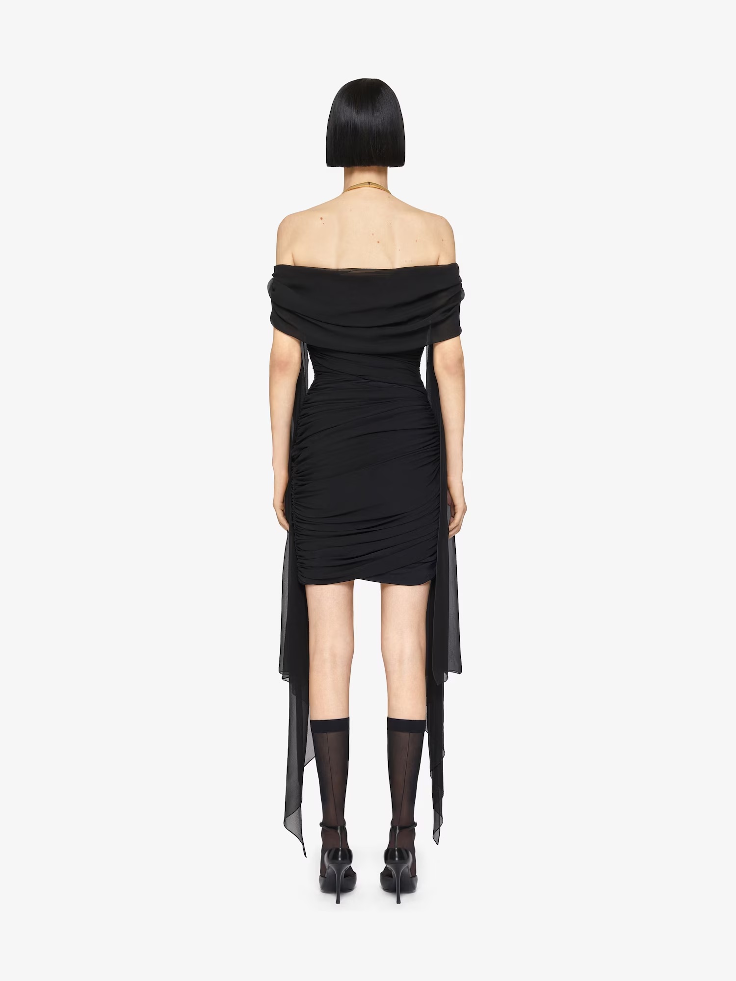 Givenchy Off-the-shoulder Draped Mini Dress In Black