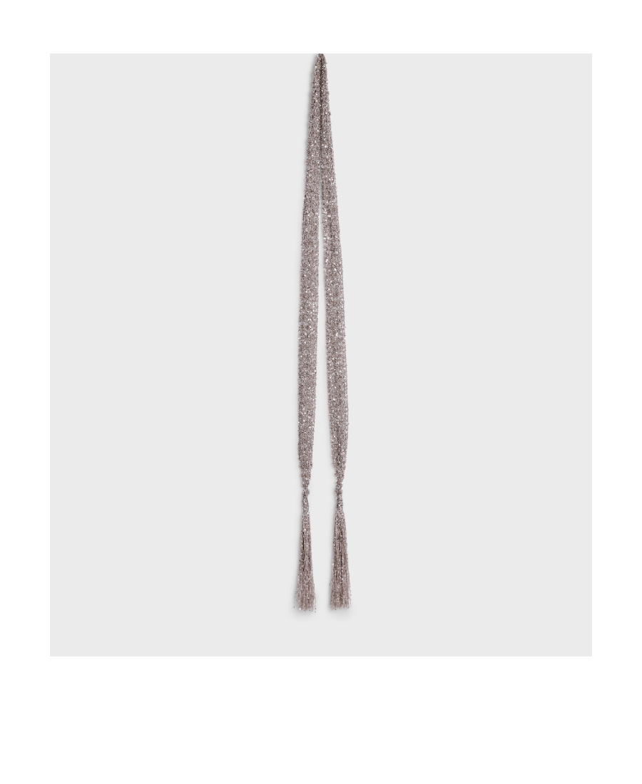 Celine Thin Scarf With Sequined Crochet In Gray