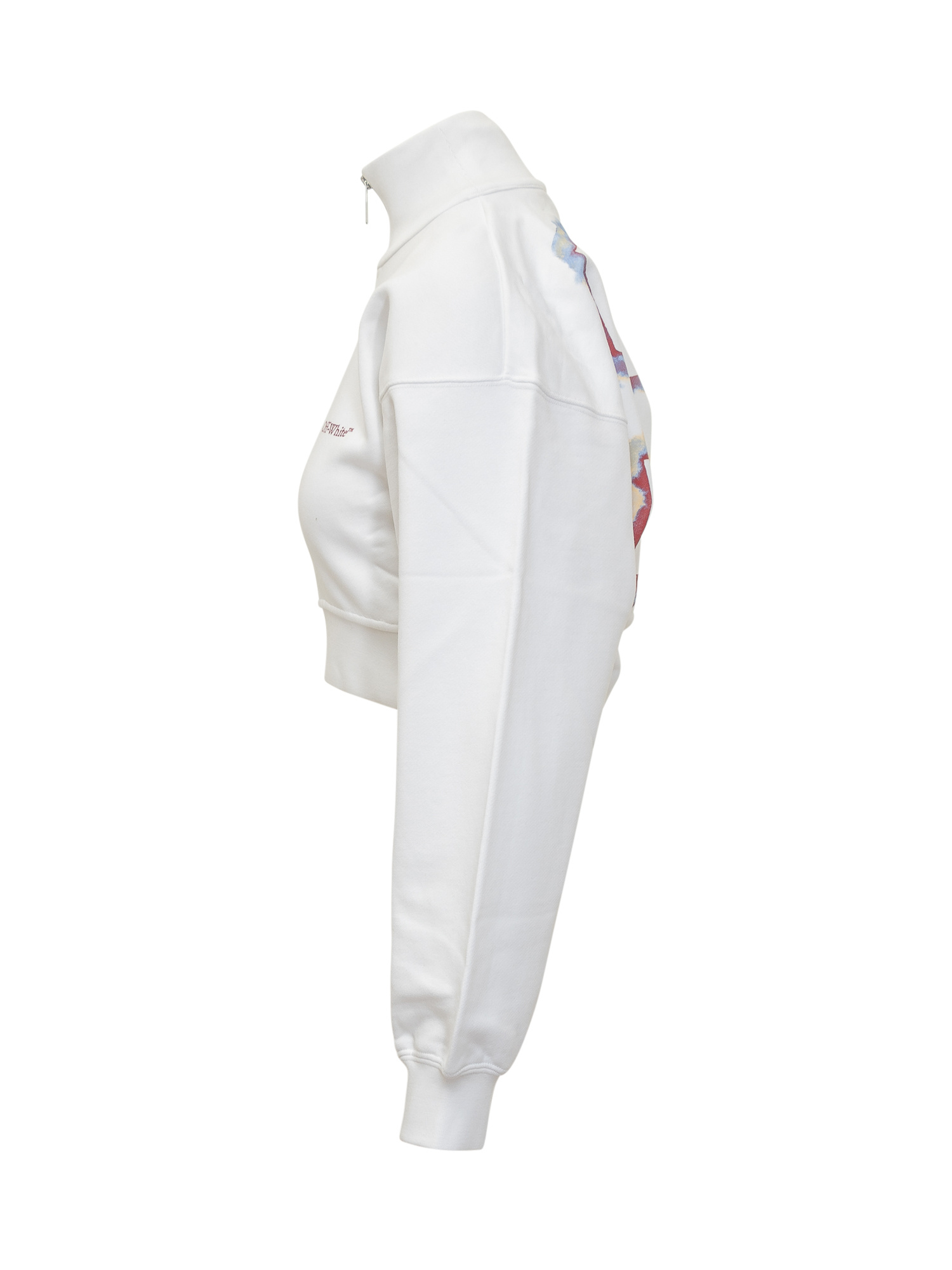 Off-white White Crop Sweatshirt With Logo And Arrow Print In White