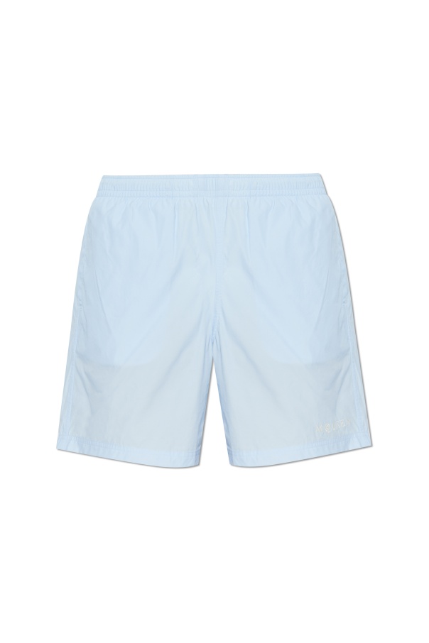 Alexander Mcqueen Elastic Waist Swim Shorts In Blue