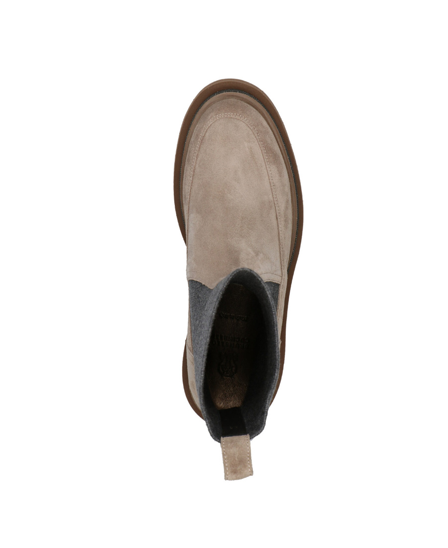 Brunello Cucinelli Neutral Suede Chelsea Boots In Black