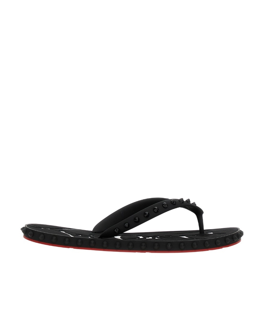 Christian Louboutin Super Loubi Flip Flops In Black