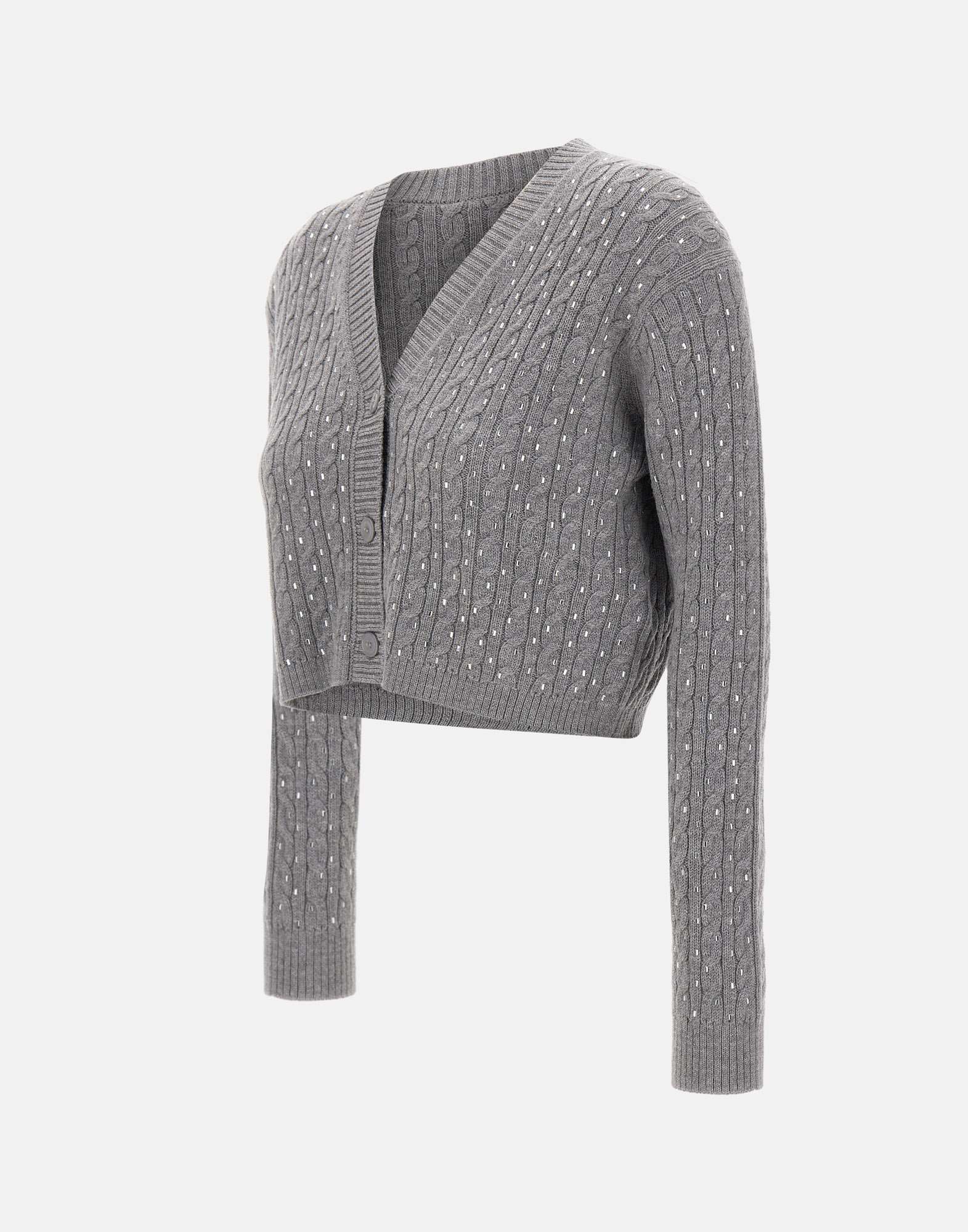 Max Mara Tamigi Cable-knit Cardigan In Gray