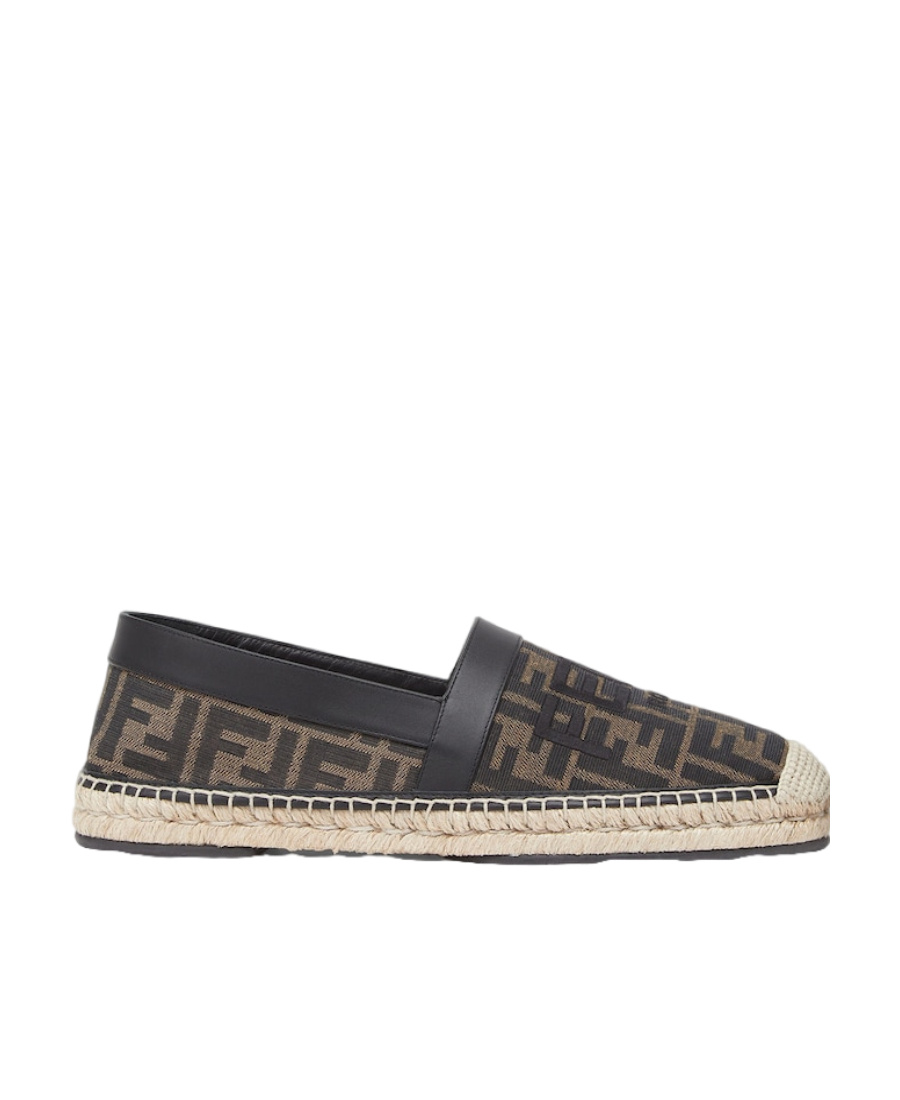 Fendi Ff Monogram-print Cotton Espadrilles In Black