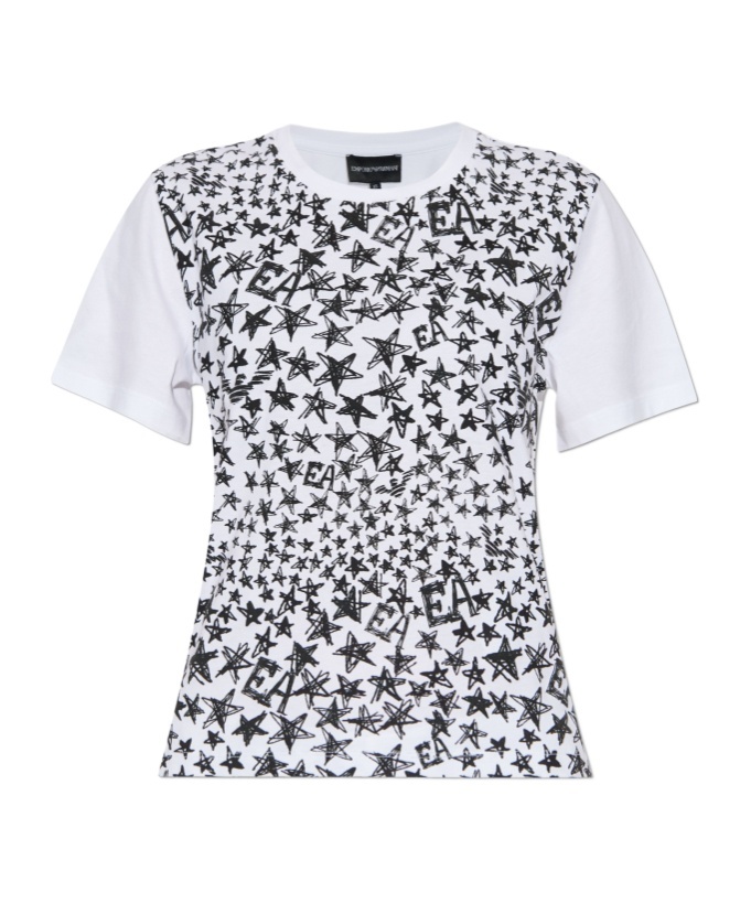 Shop Emporio Armani Star-print Cotton T-shirt In White
