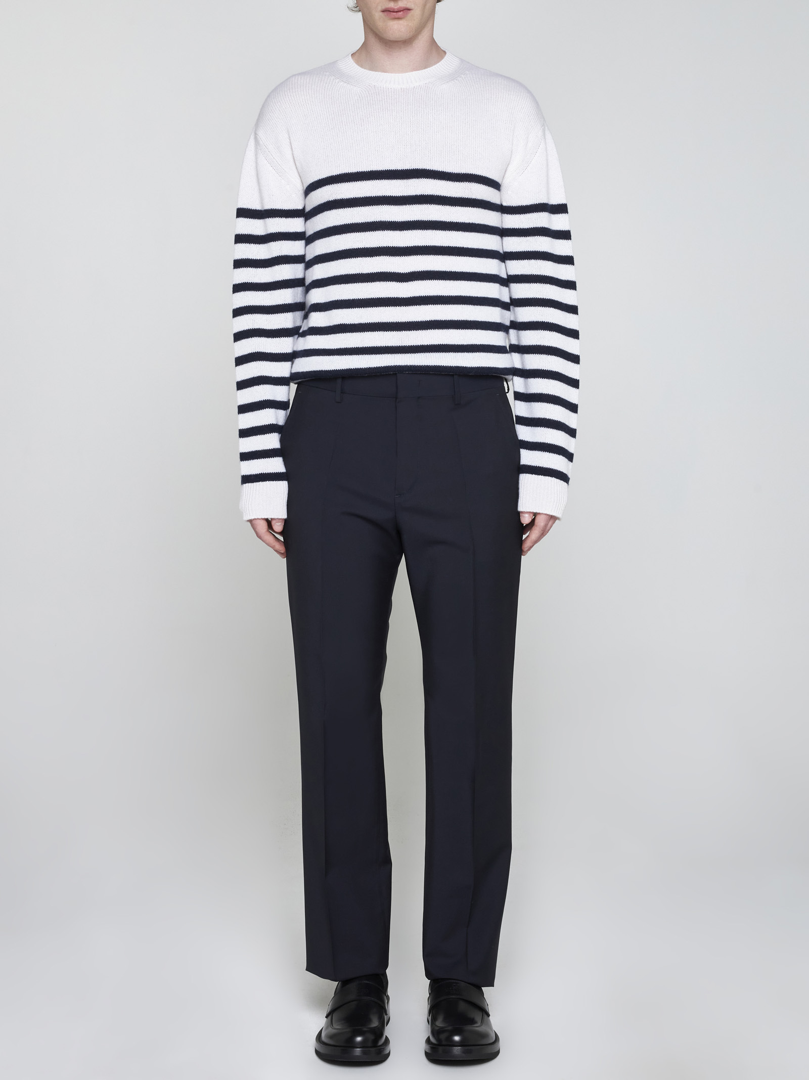 Valentino Pleated Straight Leg Trousers In Black