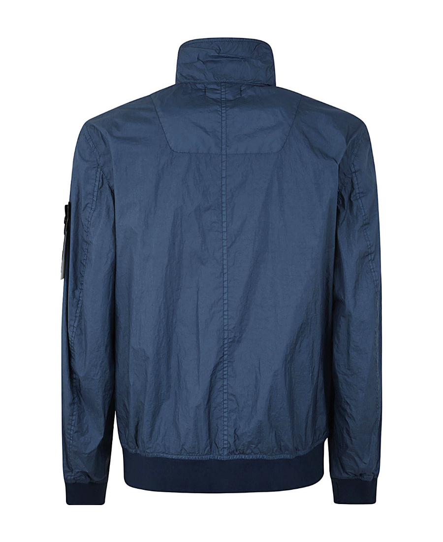 Stone Island Compass-badge Crinkled Windbreaker In Blue