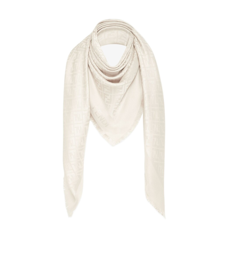 Fendi Monogram-pattern Print Scarf In White