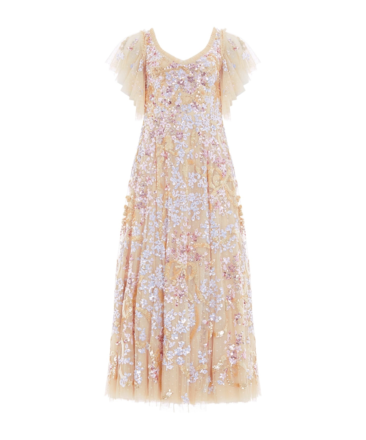 Needle & Thread V-shaped Dress Skirt In Nude