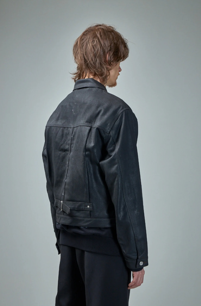 Givenchy Men's Coated Denim Trucker Jacket In Black