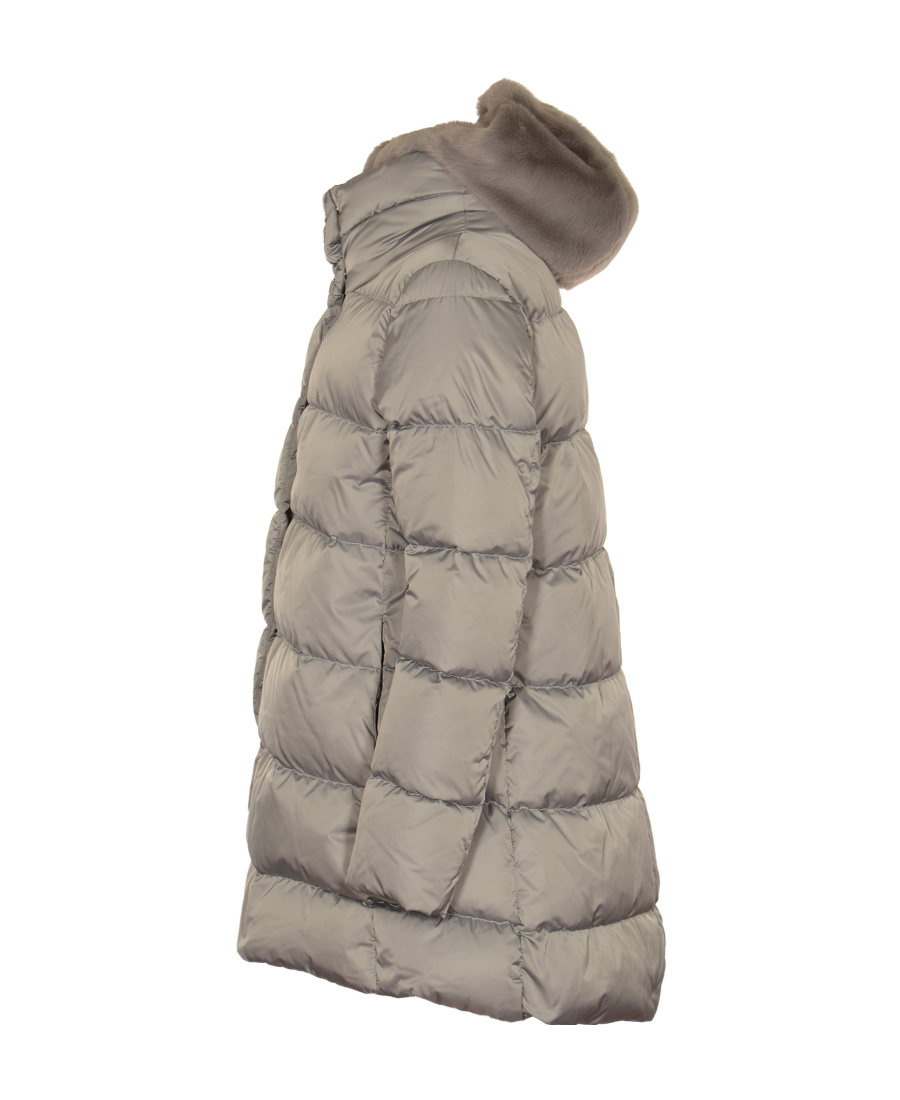 Herno Long-sleeved Hooded Down Jacket In Gray