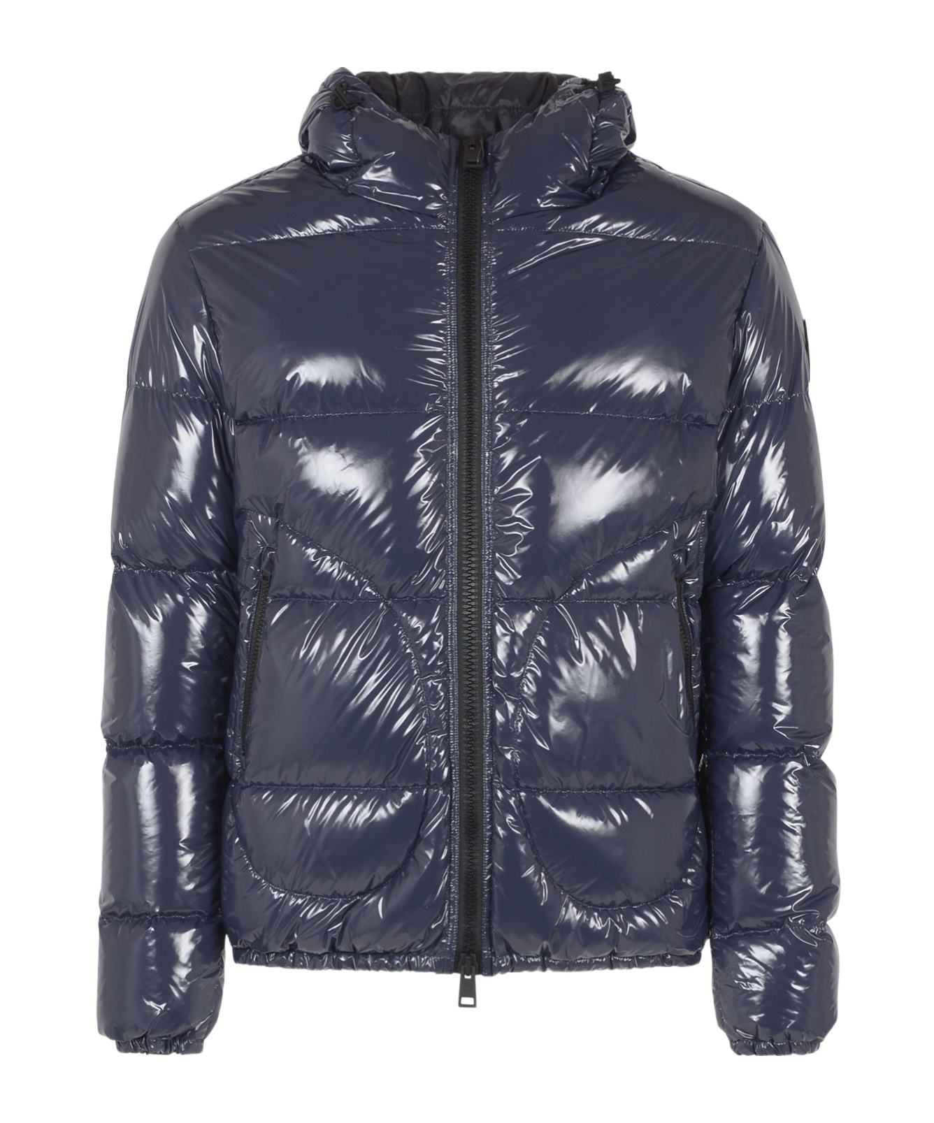 Herno Logo-patch Patent Padded Jacket In Black