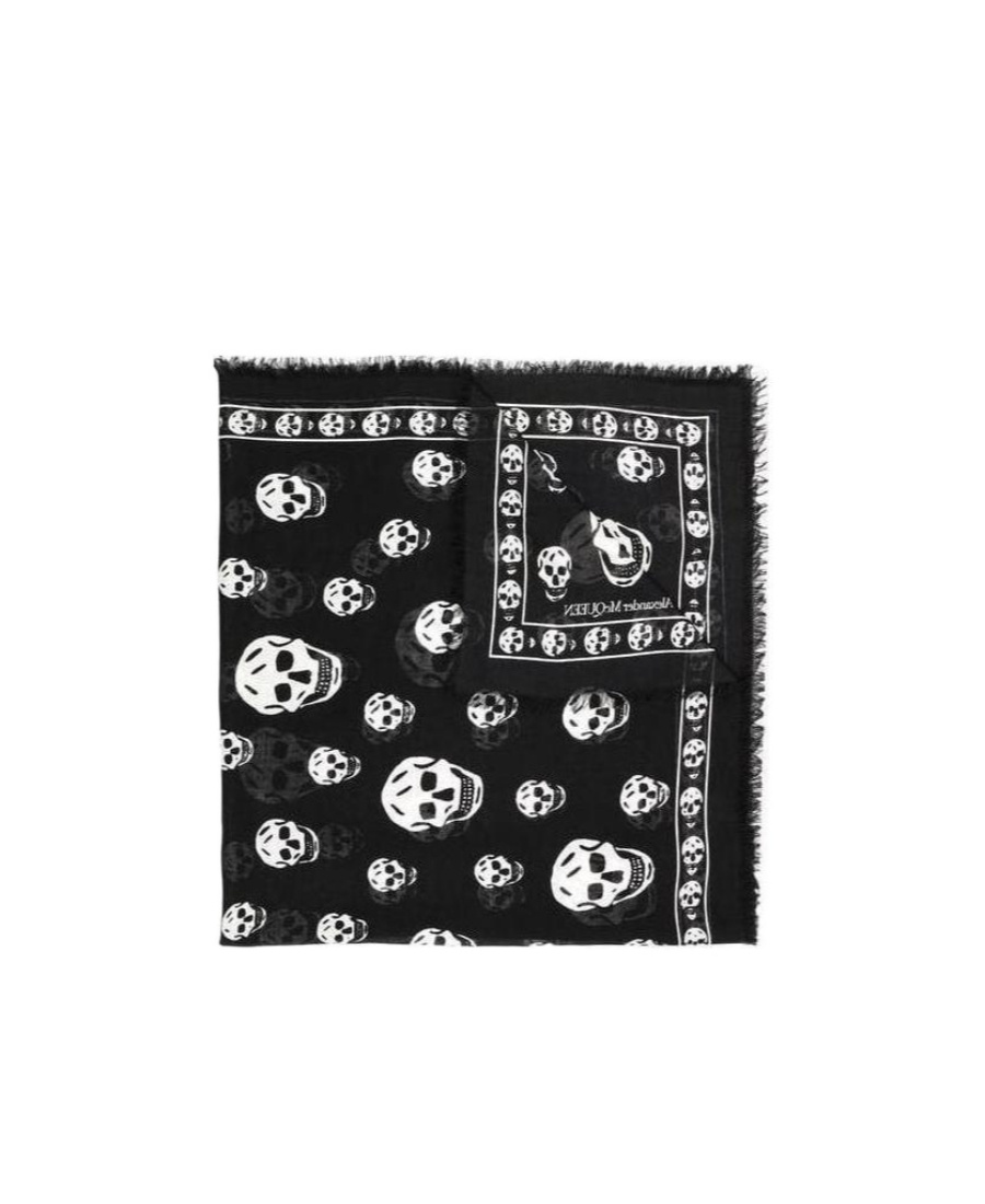 Alexander Mcqueen Skull Print Scarf In Black