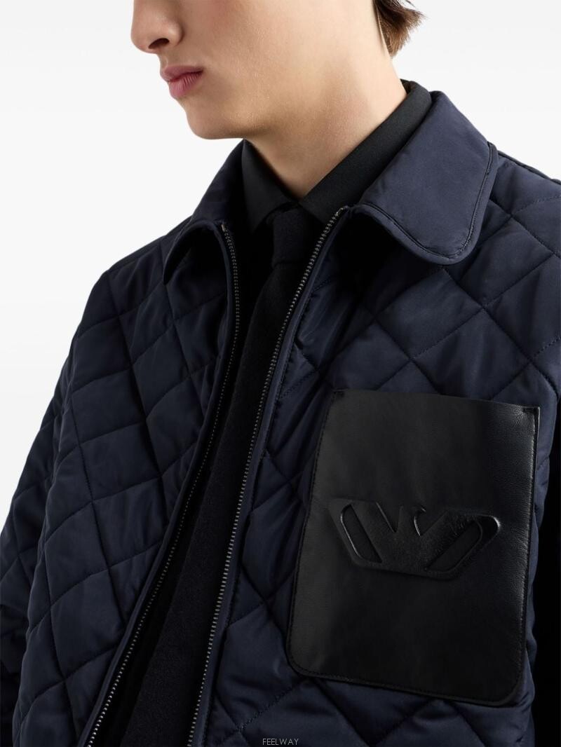 Emporio Armani Diamond-quilted Jacket In Black