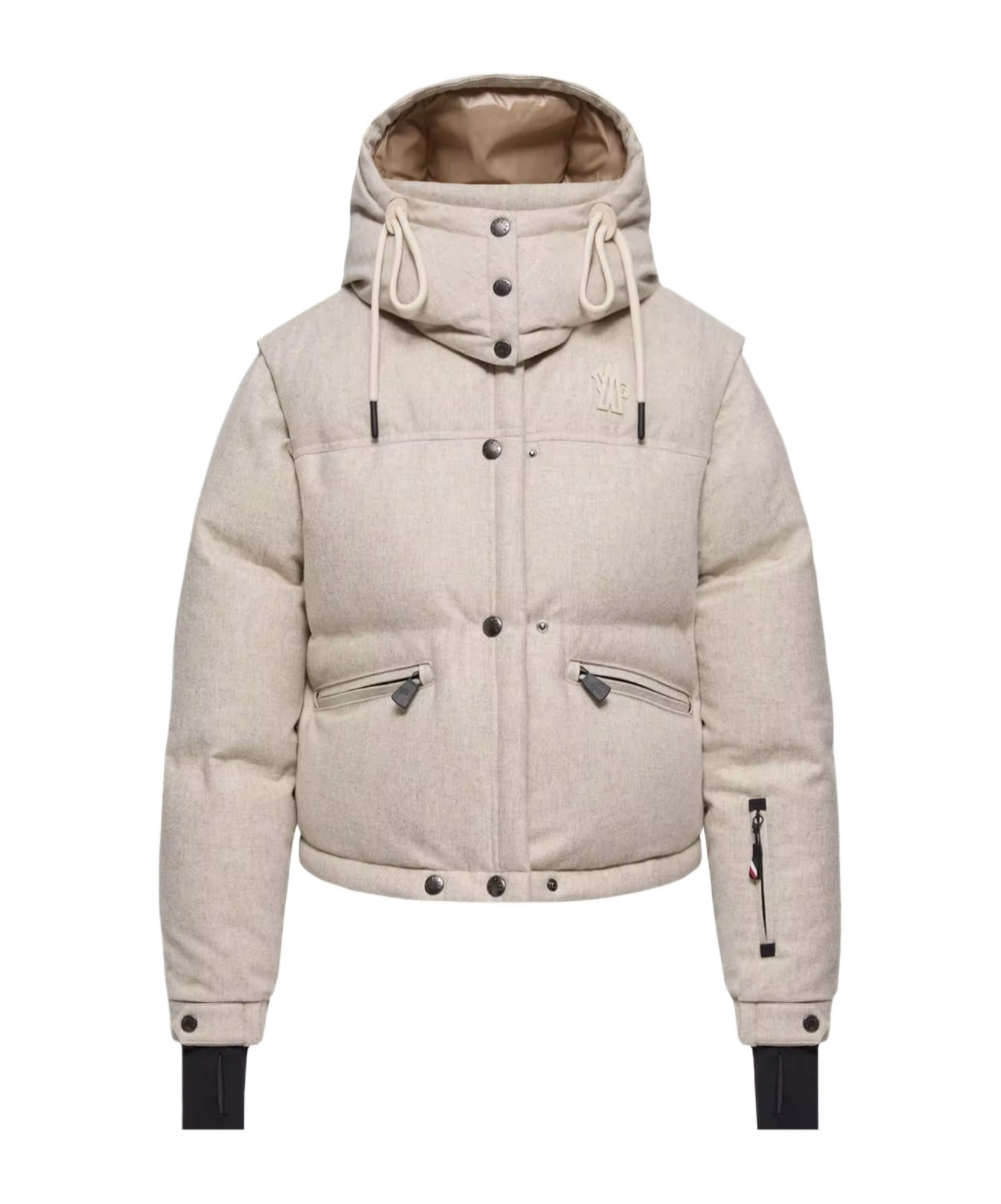 Moncler Yintab Hooded Wool Down Ski Jacket In Neutral