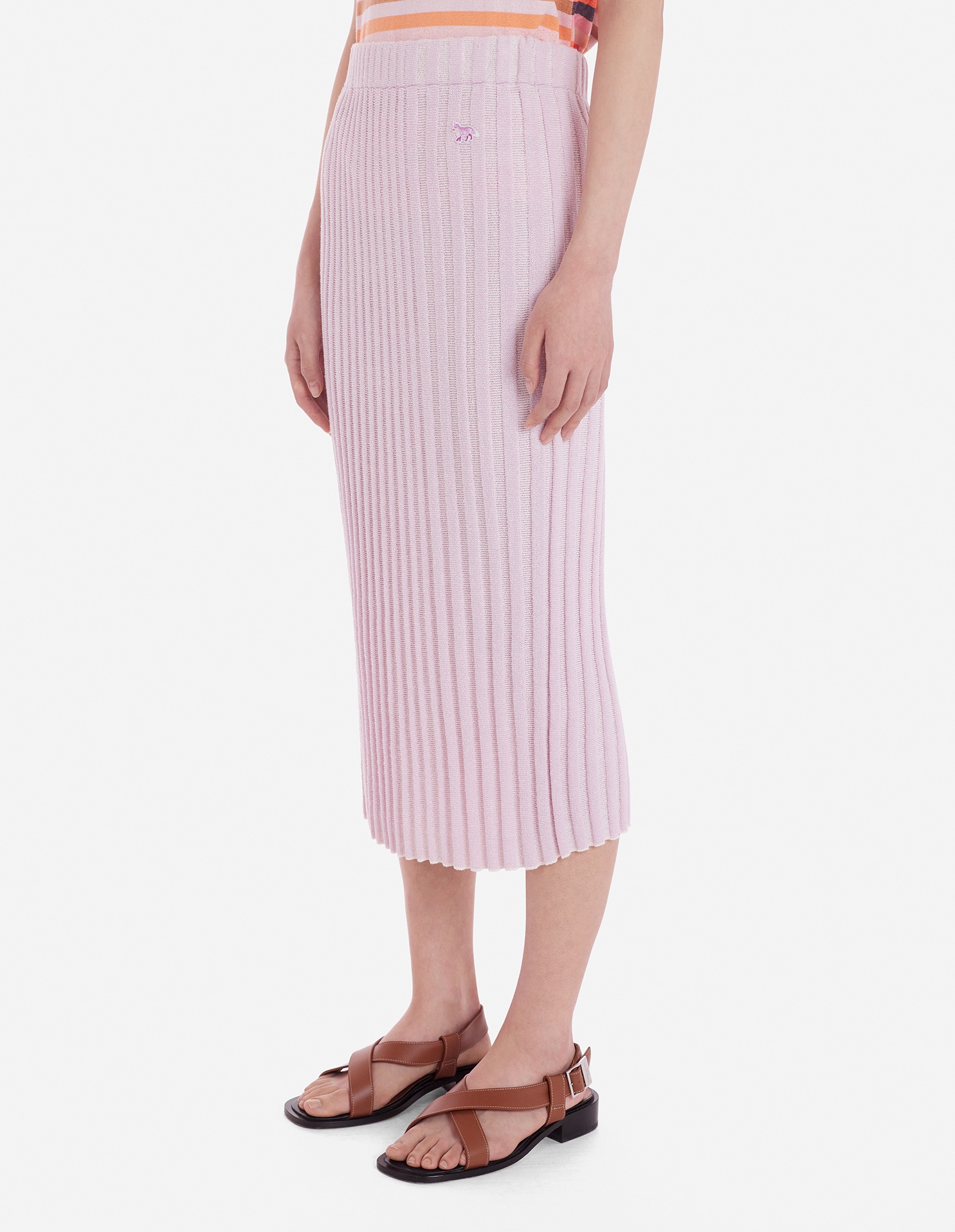 MAISON KITSUNÉ RIBBED-KNIT MIDI SKIRT