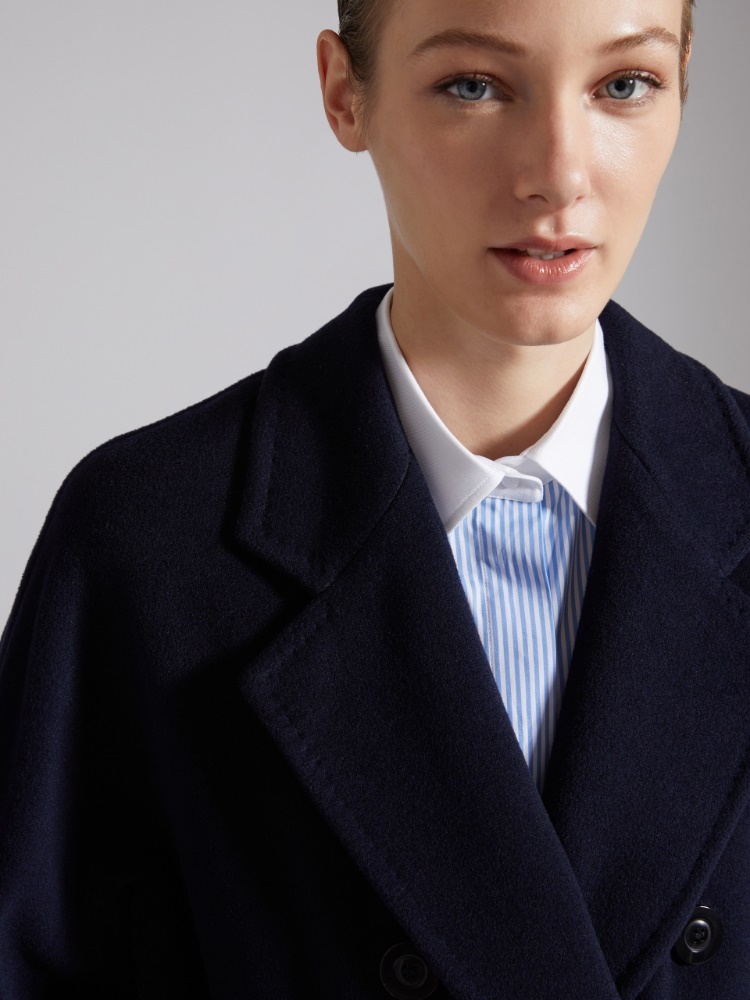 Max Mara Roseto Midi Coat In Alpaca And Wool Black In Black