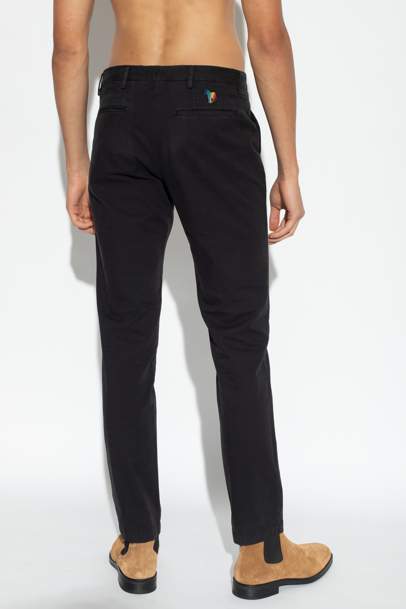 Ps By Paul Smith Zebra-patch Chino Trousers In Black