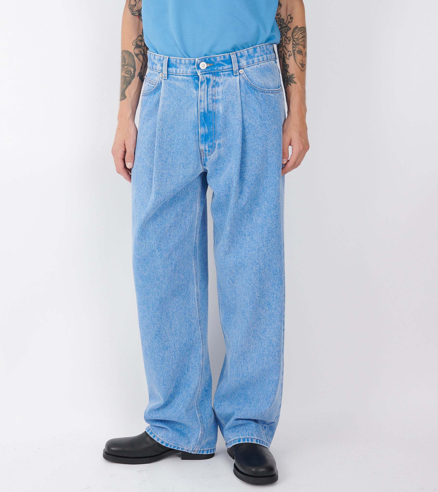 Marni Bleached Coated Denim Jeans Blue In Blue