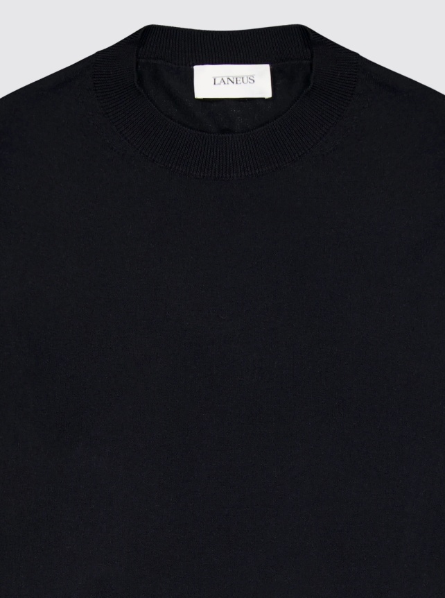 Laneus Relaxed Fit Polo Knitwear In Luxurious Wool-cashmere Blend In Black