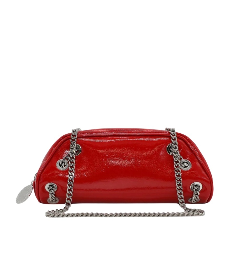 Stella Mccartney Small Bowling Bag Crinkled Patent Alter Mat In Red