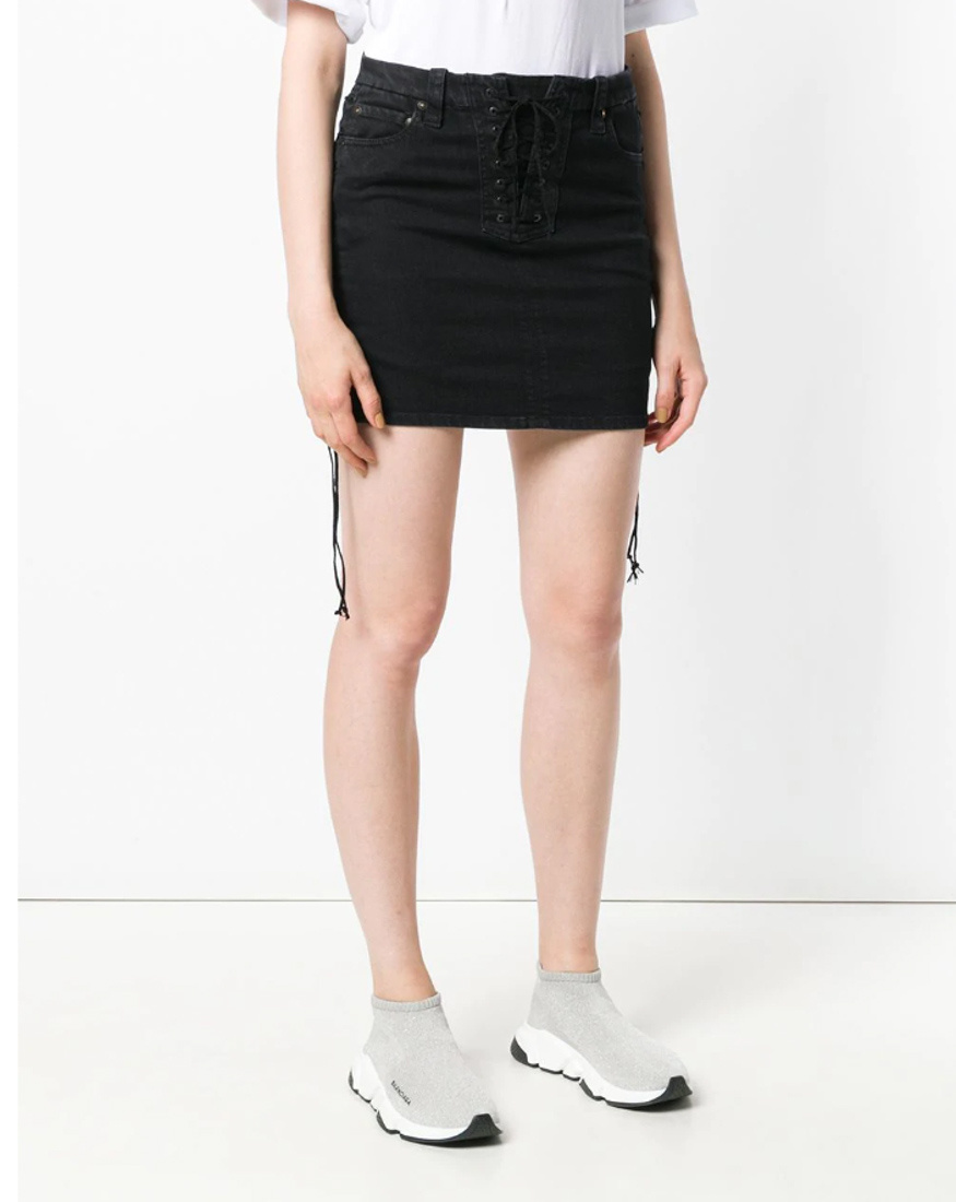 Ben Taverniti Unravel Project Straddle Denim Skirt In Black