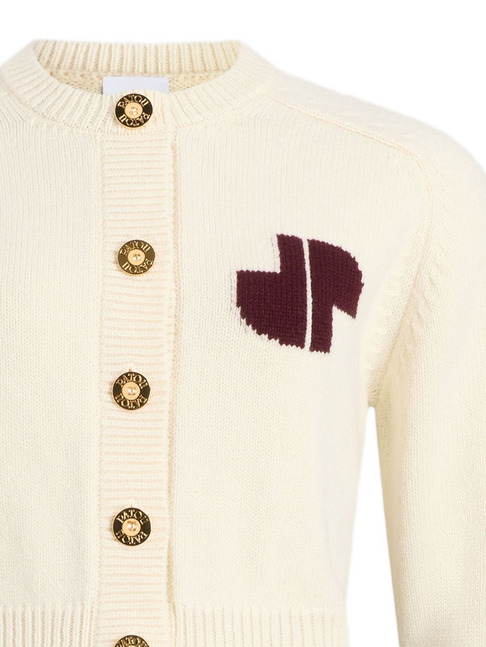 Patou Buttoned Knitwear Cardigan With Ribbed Accents In Neutral