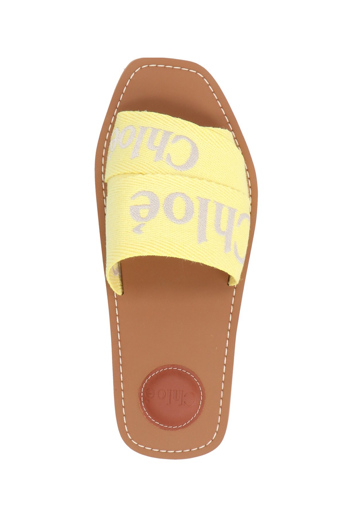 Chloé Logo-strap Flat Slides In Yellow