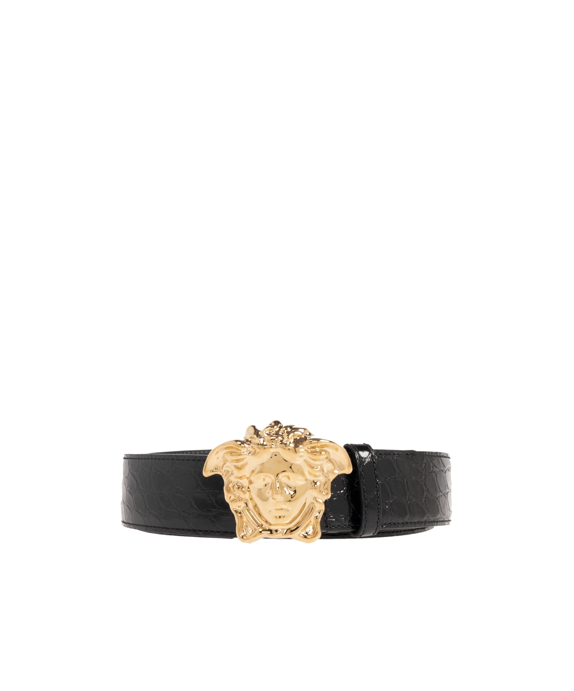 Shop Versace Medusa Head Embossed Belt In Black