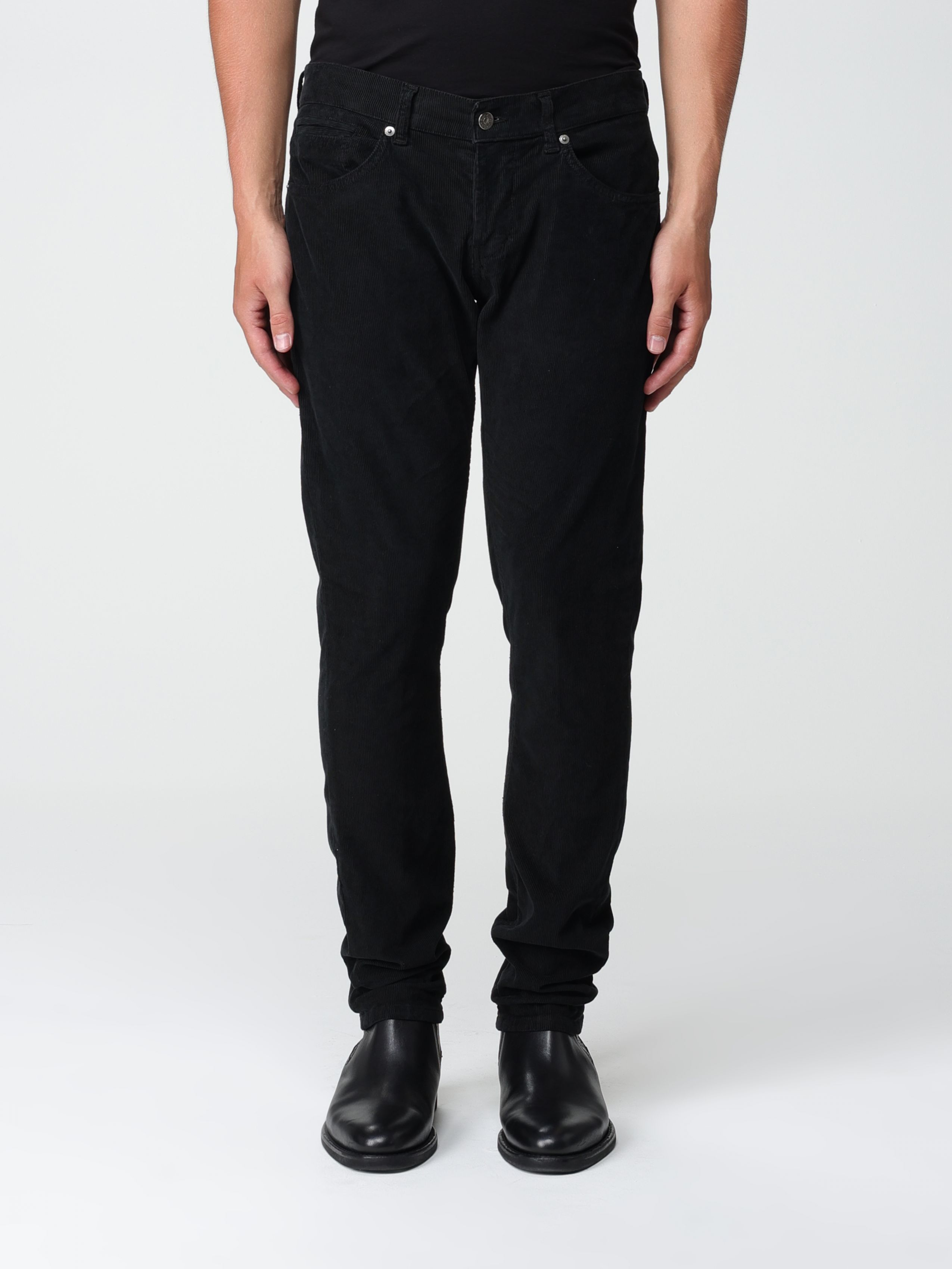 Dondup Slim-cut Corduroy Trousers In Black